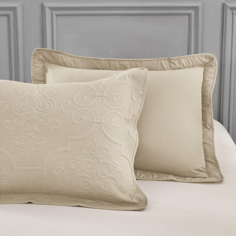 CHIXIN Quilt Twin Size - Damask Paisley Bedspread Coverlet Set - Classic & Gorgeous Style Bedding Cover, Ultrasonic Quilting, Reversible, Lightweight, 4 Piece, Taupe - Image 4